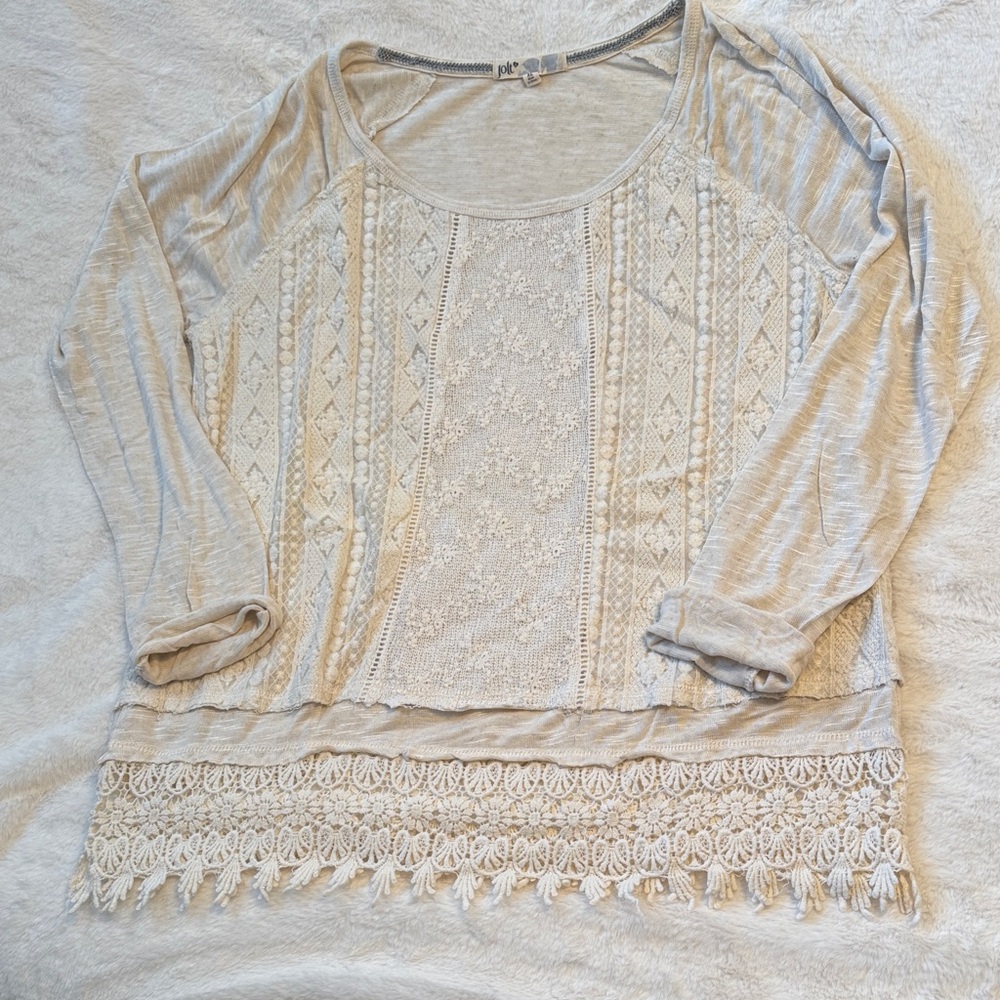 Jolt Women's Cream Lace Accent Blouse